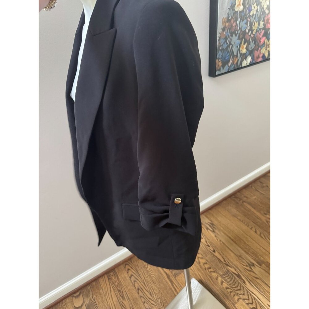 Zara Open Front Blazer With Rolled-Up Sleeves Bla… - image 5